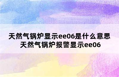 天然气锅炉显示ee06是什么意思 天然气锅炉报警显示ee06